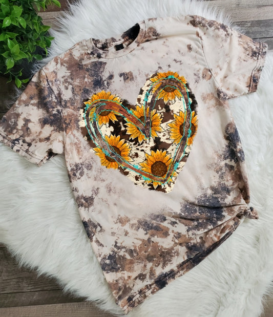 Western Sunflower Cowhide Bleached tee