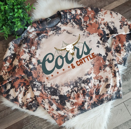 Coors & Cattle Cowhide Bleached Crewneck