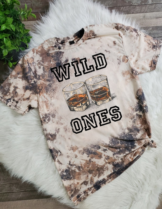 Wild Ones Whiskey Glasses Cowhide Bleached tee