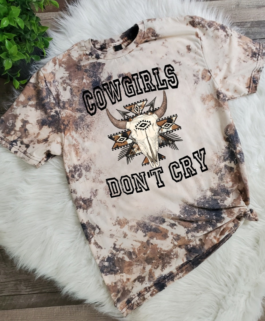 Cowgirls Don't Cry Cowhide Bleached tee