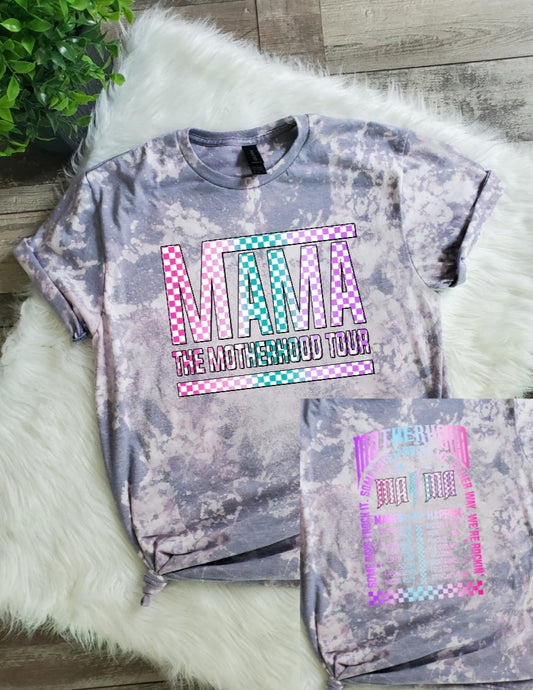 Mama Front and Back Print Bleached Tee