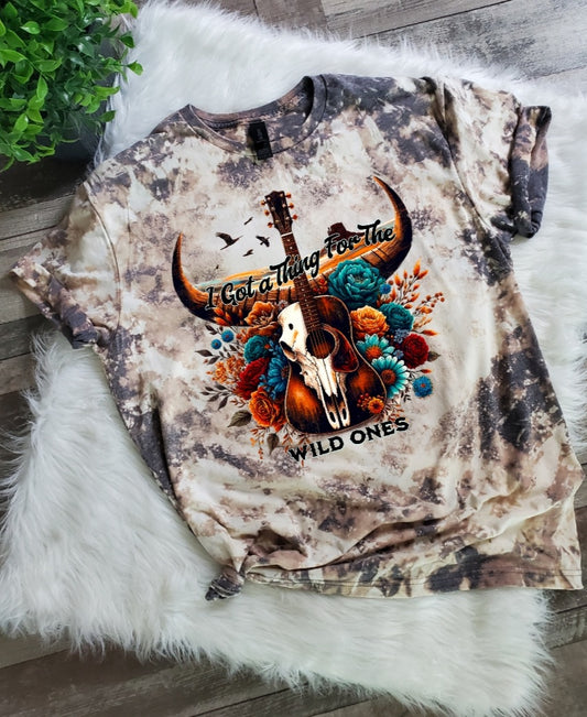 I Got A Thing For The Wild Ones Cowskull Bleached tee