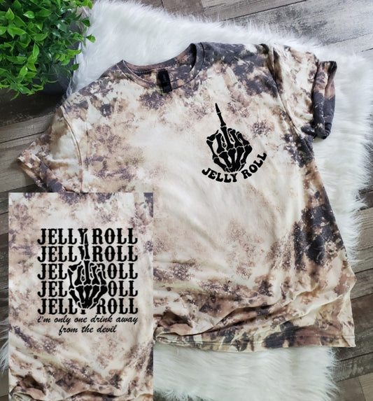 Jelly Roll Front and Back Print Bleached tee