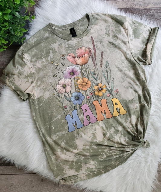 Mama Floral Bleached Tee