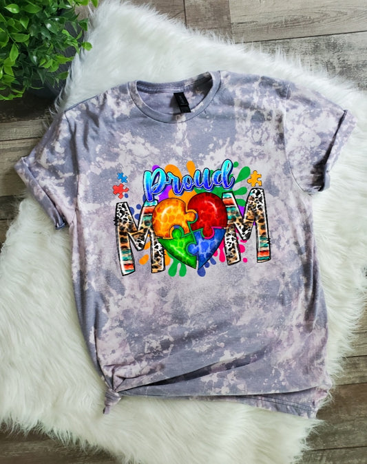 Proud Mom Autism Bleached tee