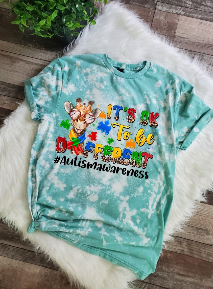 It's Ok To Be Different Autism Awareness Bleached tee