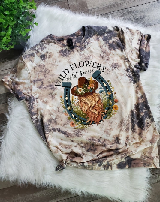 Wild Flowers Wild Horses Bleached Tee