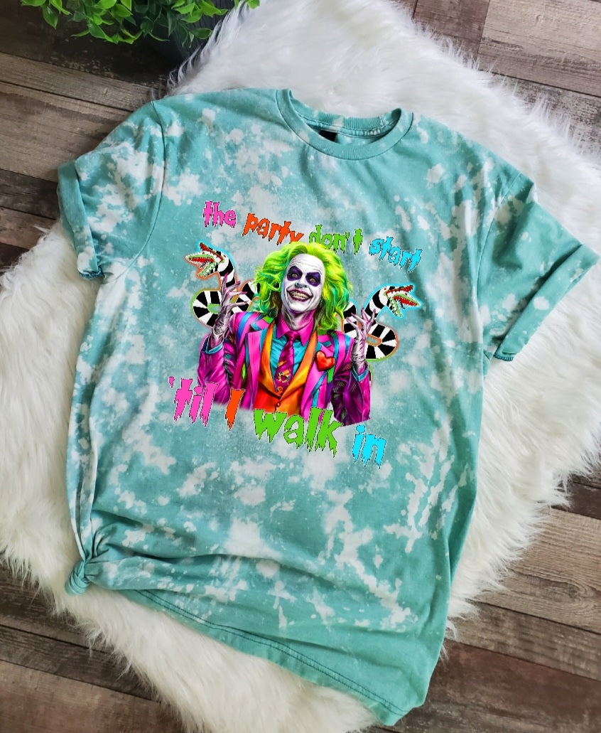 Party Don't Start Till I Walk In Beetlejuice Bleached Tee