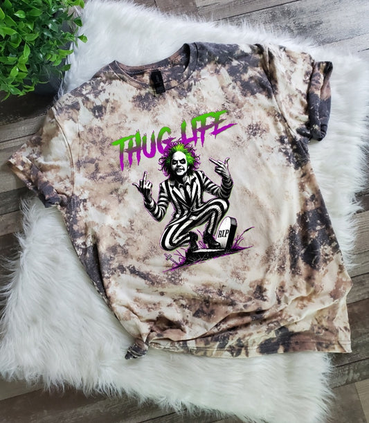 Beetlejuice Thug Life Bleached Tee