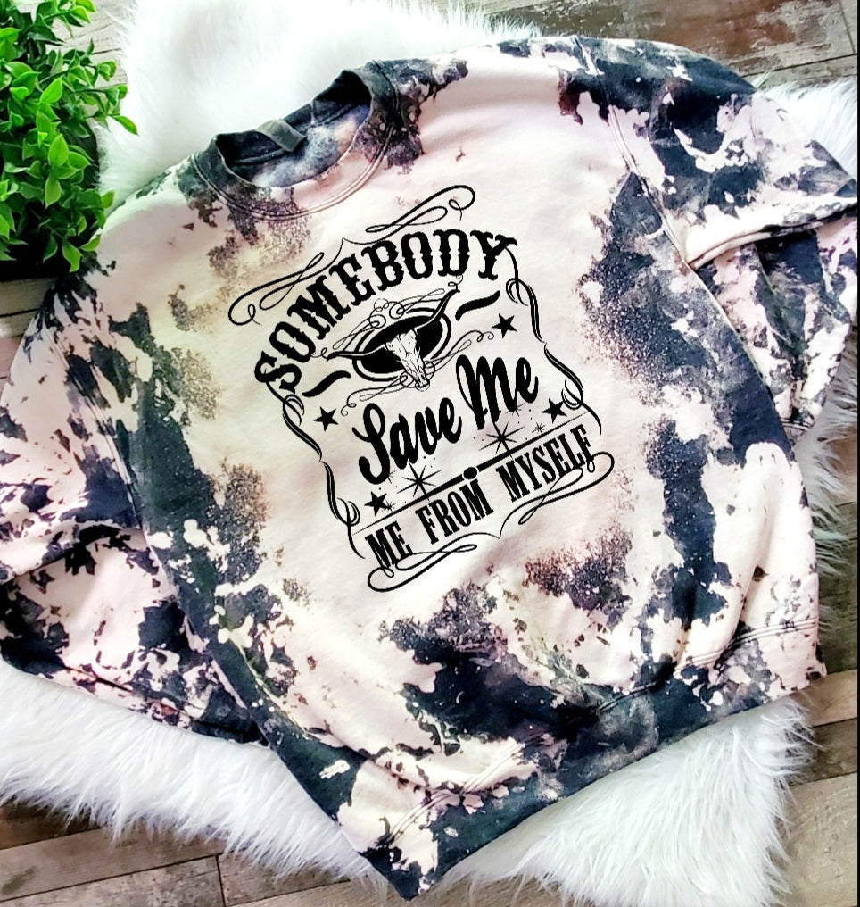 Somebody Save Me Bleached Sweatshirt