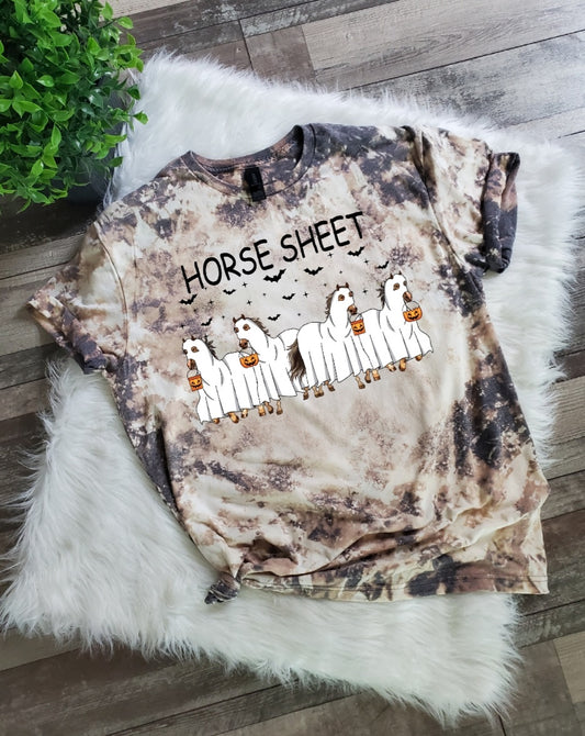 Horse Sheet Halloween Bleached Tee