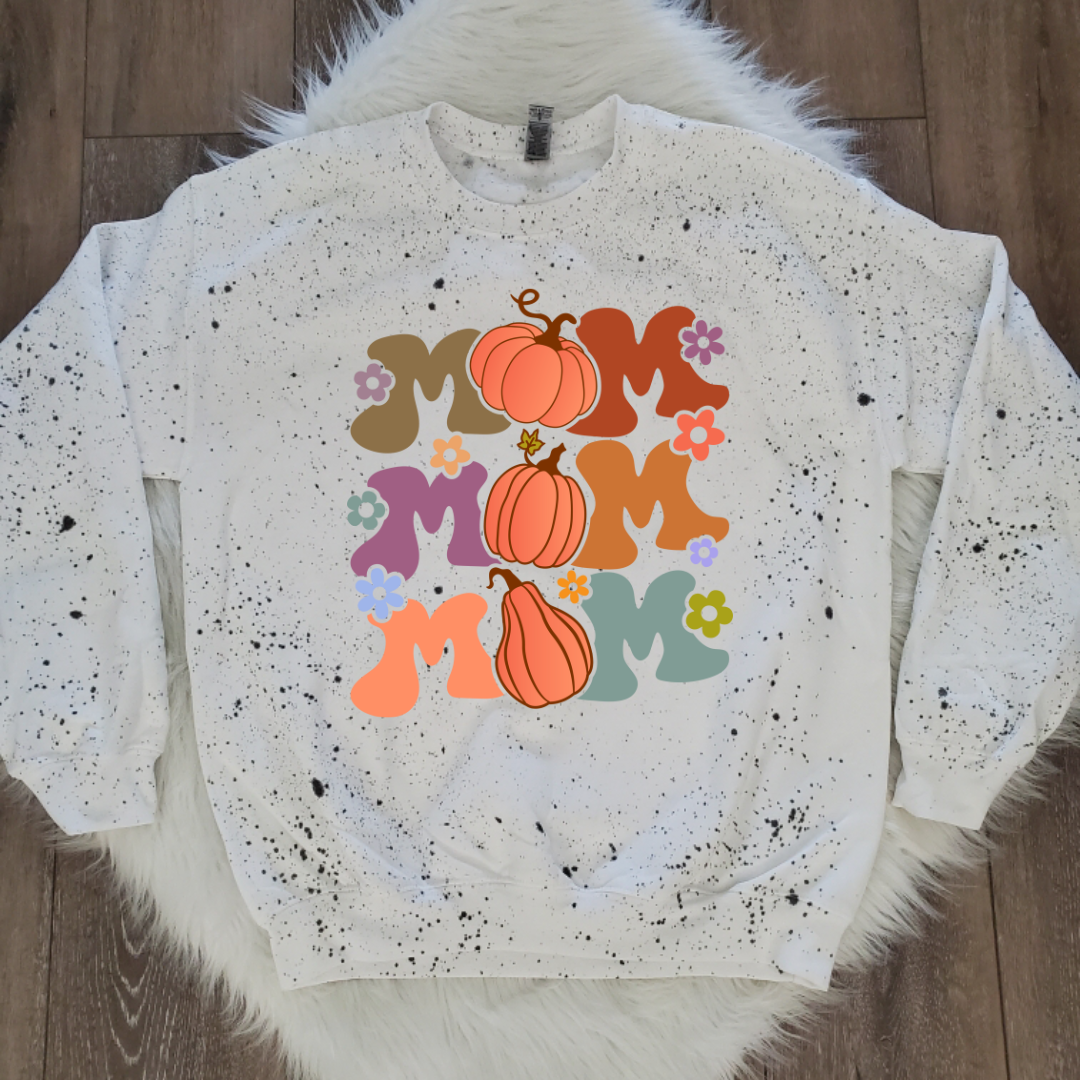Pumpkin Mom White splattered Sweatshirt