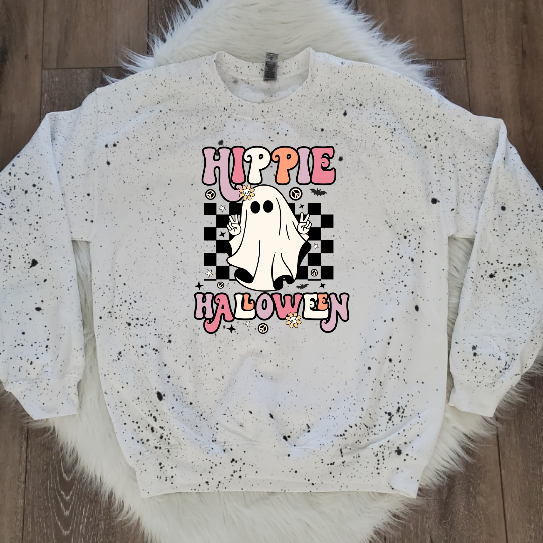 Hippie Halloween White splattered Sweatshirt
