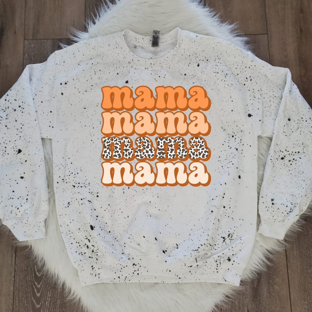 Fall mama White splattered Sweatshirt