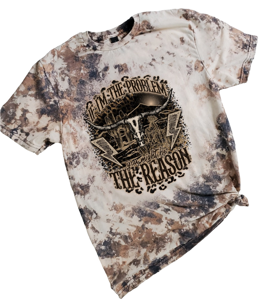 I'm The Problem Cowhide Bleached tee