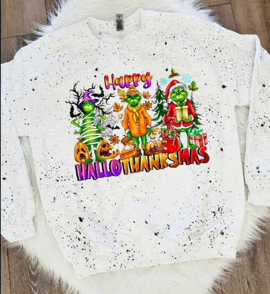 Happy Hallothankmas White Sweatshirt