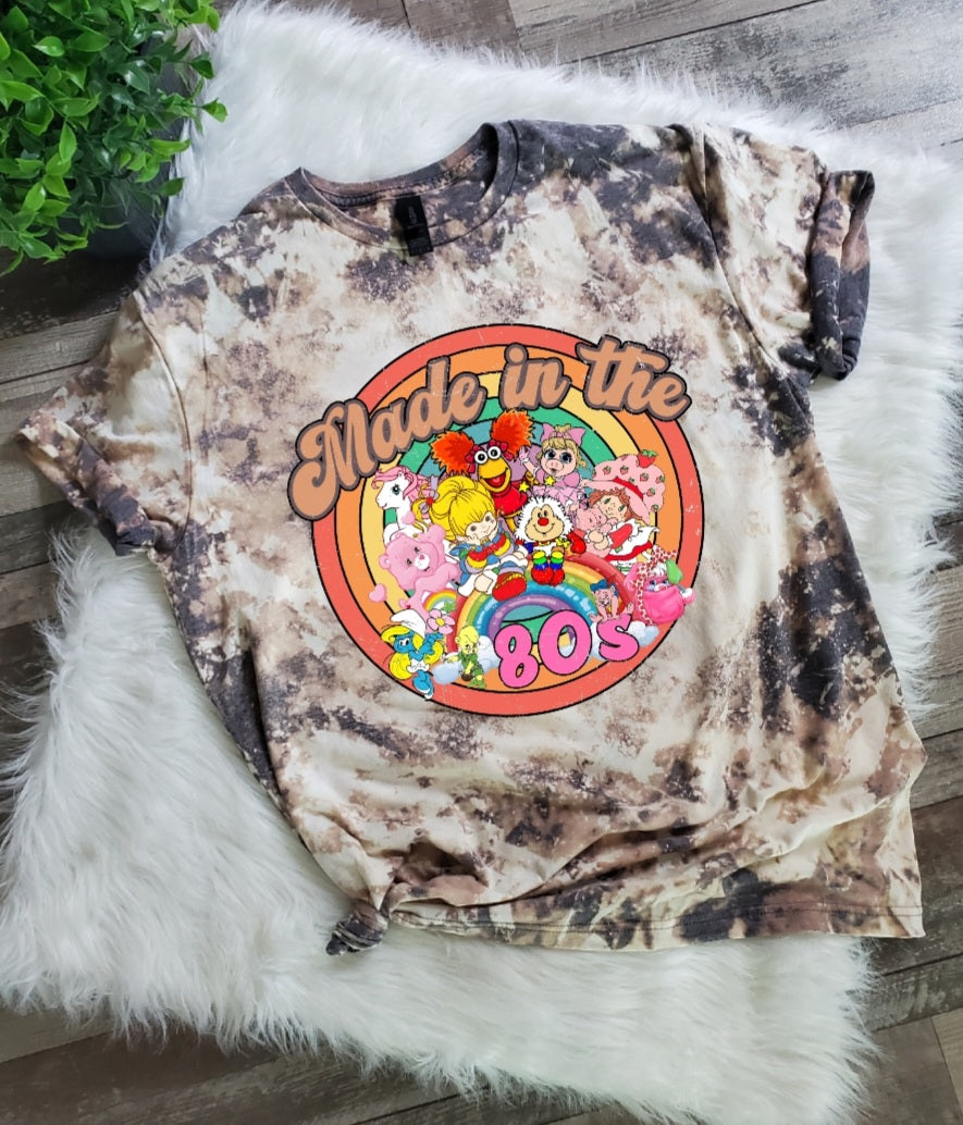 80's Cartoon Characters Bleached Tee