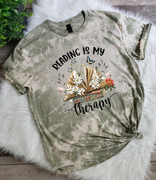 Reading Is My Therapy Bleached Tee