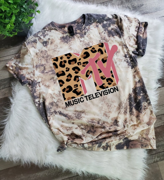 I Want My MTV Leapord Bleached Tee