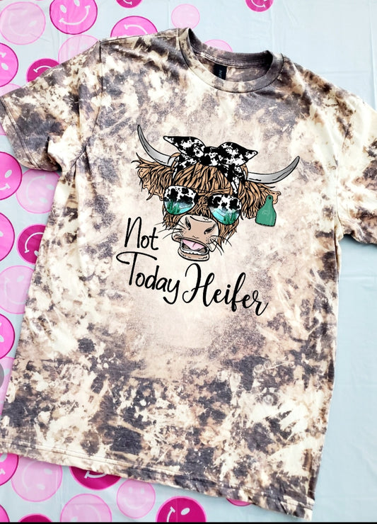 Not Today Heifer Cow Bleached Tee