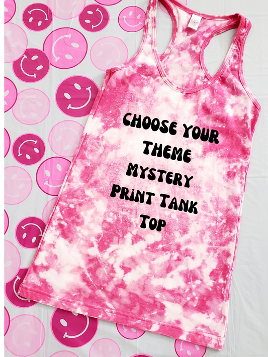READY TO SHIP PINK MYSTERY PRINT FITTED TANK TOP